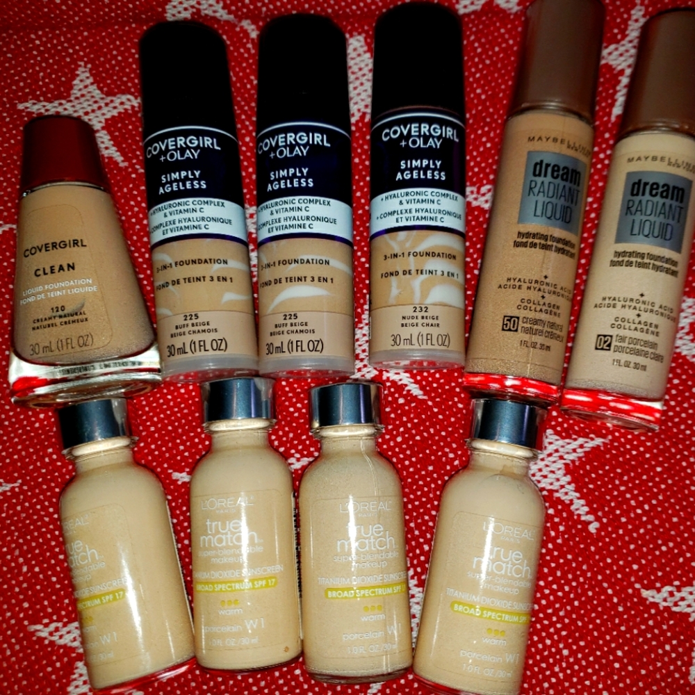 Loreal, Covergirl and Maybelline Foundation